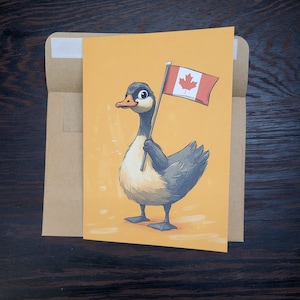 Jolie carte de fête du Canada avec oies du Canada, carte du Canada faite main avec oies du Canada avec drapeau du Canada fabriquée au Canada, cartes de fête du Canada avec enveloppes