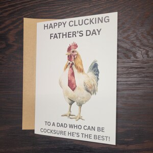 Carte drôle de poulet pour la fête des pères, coq fait main, carte de fête des pères inappropriée avec enveloppe