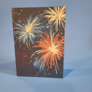 Red, White & Blue Fireworks 4th Of July Cards, Fireworks Art 4th of July Card, Fireworks Independence Day Cards With Envelopes