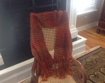 Free Shipping Golden Red Ombre Scarf Chunky and Extra Long