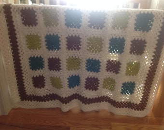 Sea Breeze Granny Square Afghan FREE SHIPPING