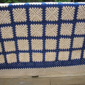 Crochet Granny Square Blue Note Handmade Heirloom Quality Afghan FREE SHIPPING image 2