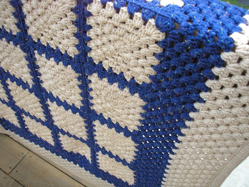 Crochet Granny Square Blue Note Handmade Heirloom Quality Afghan FREE SHIPPING image 3