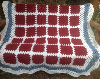 Picnic In The Park Handmade Granny Square Afghan FREE SHIPPING