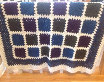 Pretty As Peacock Handmade Granny Square Afghan