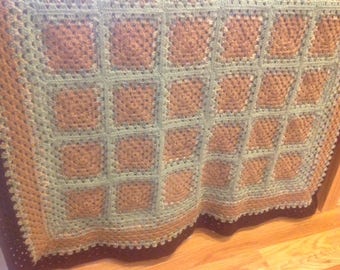 Woodland Retreat Crochet Granny Square Afghan FREE SHIPPING