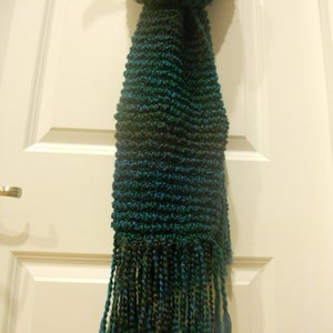 Free Shipping Extra Long Scarf Azure Blue with Rust Ombre Chunky