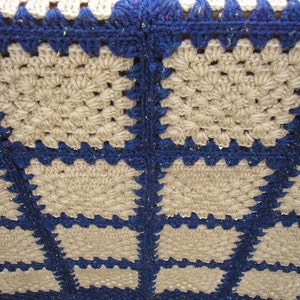 Crochet Granny Square Blue Note Handmade Heirloom Quality Afghan FREE SHIPPING image 1