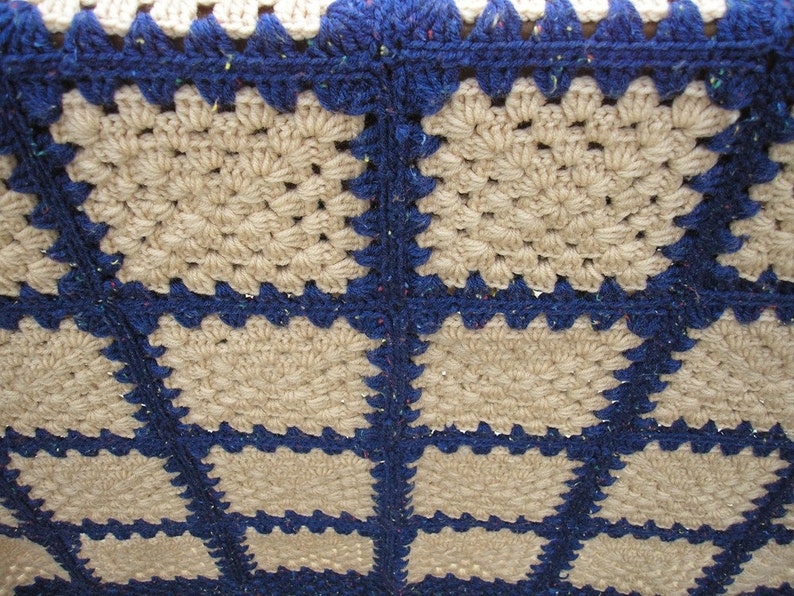Crochet Granny Square Blue Note Handmade Heirloom Quality Afghan FREE SHIPPING image 1