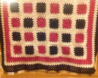 Happy Days Granny Square Afghan Heirloom Quality FREE SHIPPING