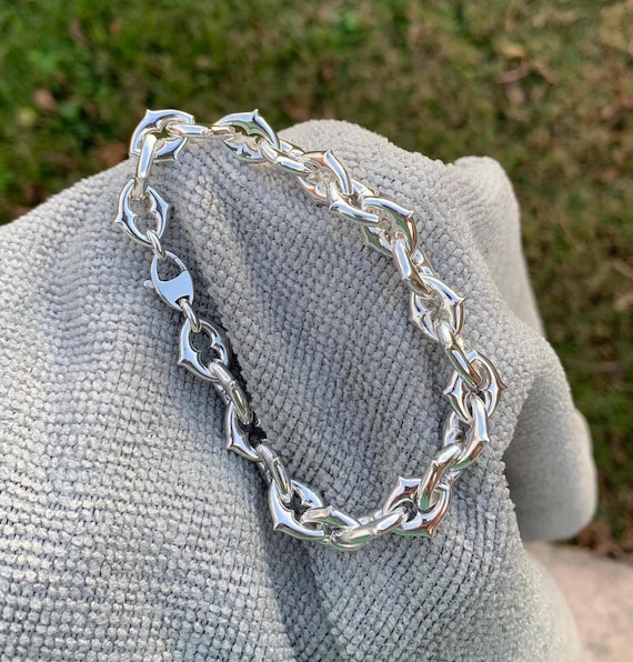 11mm Spiky marquise link Bracelet/Necklace in 925 Sterling silver