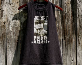 Vintage Johnny Cash custom cut t-shirt