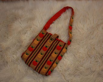 Vintage embroidered apple bag