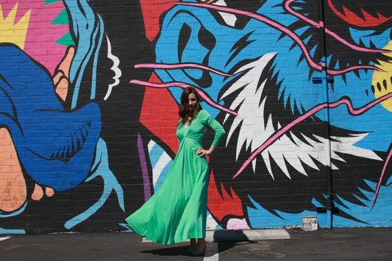 Vintage mint green maxi dress - image 3