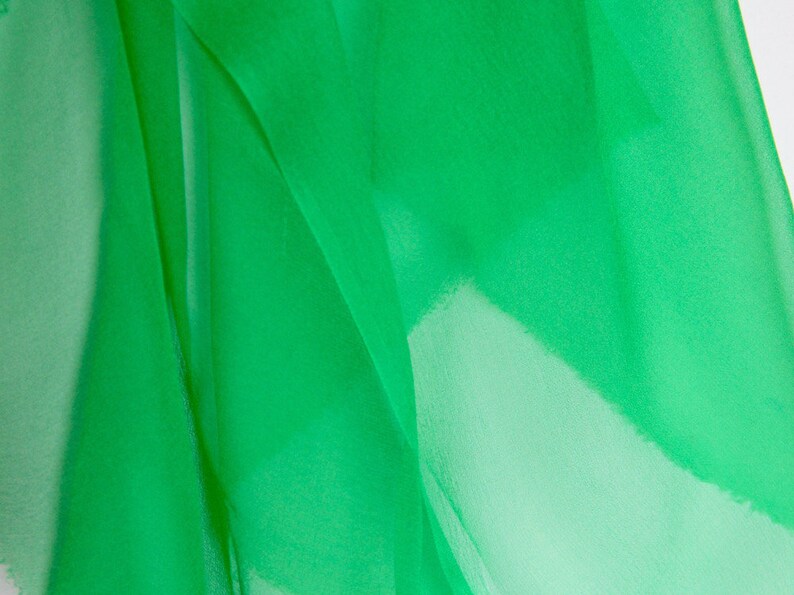 Bright Green Silk Scarves or Chiffon Gauze Fabric Perfect Accessory Great for Felting Low Shipping Costs image 3