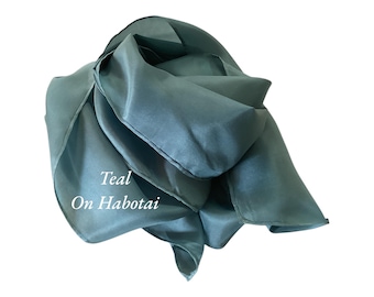 Teal Blue Silk Scarves in Habotai or Chiffon or Sheer Chiffon Gauze - Felting  Supplies or Accessory-