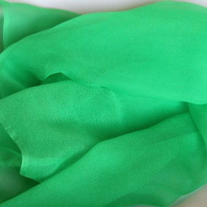 Bright Green Silk Scarves or Chiffon Gauze Fabric Perfect Accessory Great for Felting Low Shipping Costs image 1