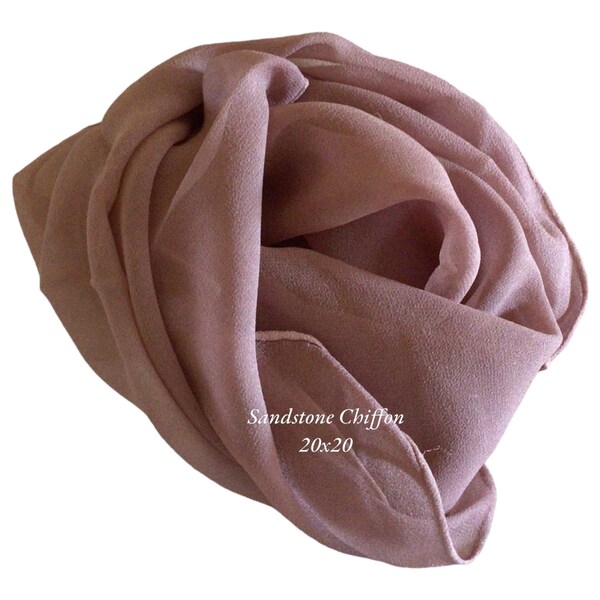 Sandstone Silk Chiffon Square Scarf - 20x20 - HALF-PRICE