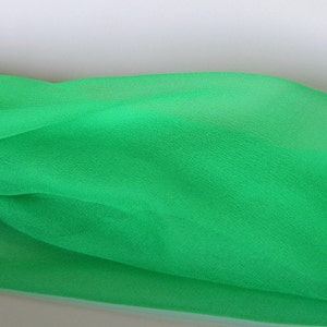 Bright Green Silk Scarves or Chiffon Gauze Fabric Perfect Accessory Great for Felting Low Shipping Costs image 2