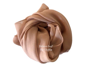 Tobacco Leaf Brown Silk Scarves or Fabric - Low Shipping Charges