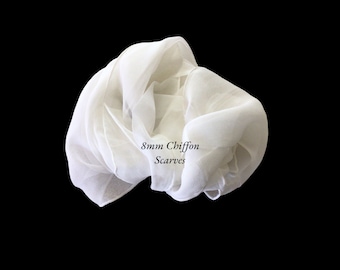 White Chiffon Scarf Blanks - 11 sizes available -Low shipping costs