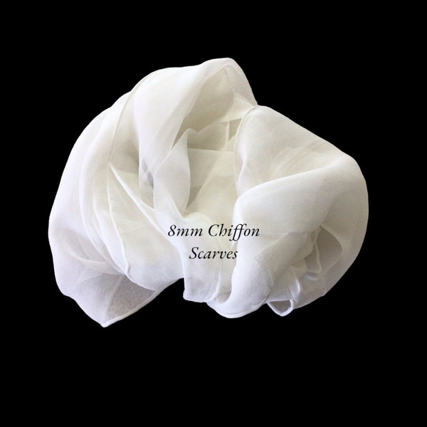 White Chiffon Scarf Blanks - 11 sizes available -Low shipping costs