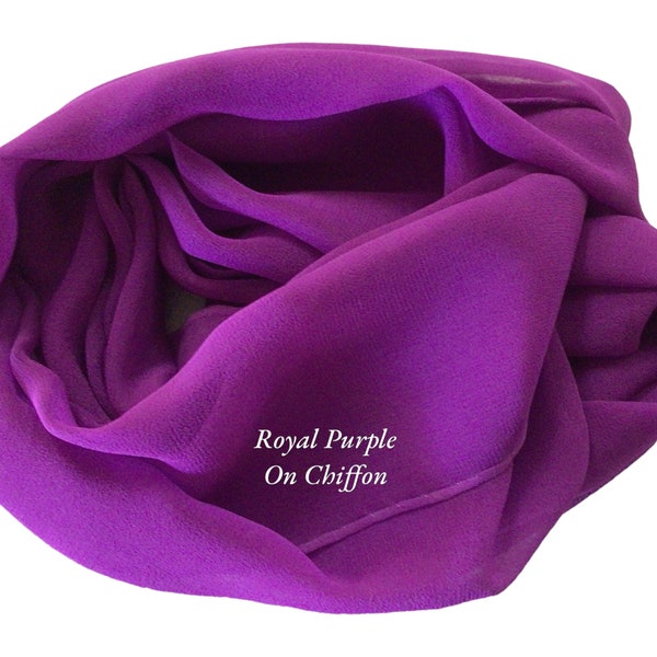 Royal Purple Silk Scarves or Chiffon Gauze Fabric - Low Shipping Costs