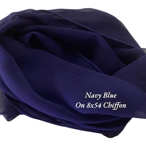 Navy Blue Silk Scarf on Chiffon
