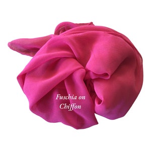 Fuschia Silk Scarves in Habotai or Chiffon or Sheer Chiffon Gauze Fabric
