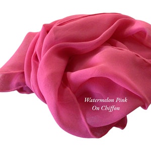 Bright Watermelon Pink - Silk scarves in Habotai or Chiffon or Sheer chiffon fabric