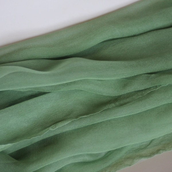 Sage Leaf Silk Scarves or Chiffon Gauze fabric - Great for Felting - Low Shipping Costs