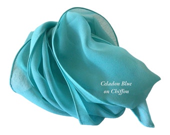 Celadon Blue Silk Scarves or Fabric