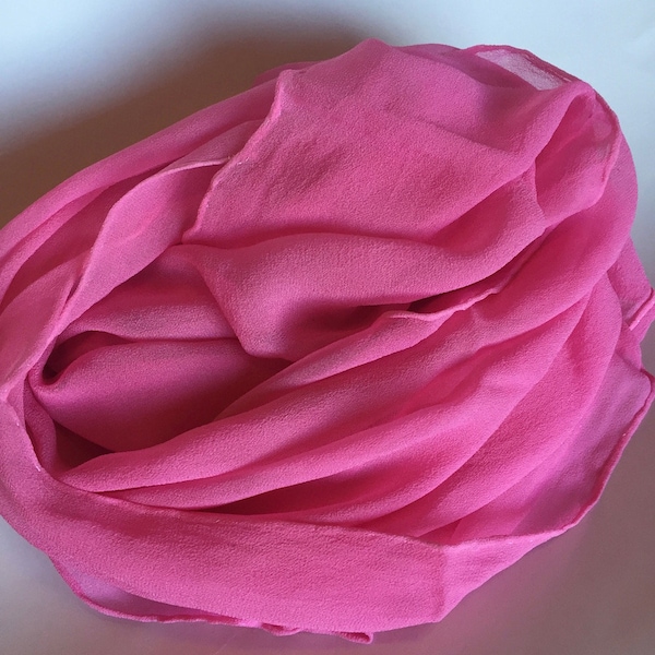 Hot Pink Silk Scarves or Chiffon Gauze Fabric - Low Shipping - Felting Supplies