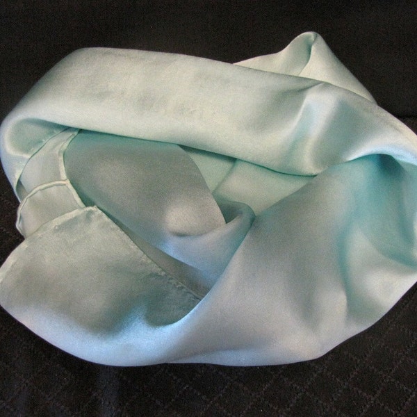 Seafoam Satin Silk Scarf - Choose Your Size - Low Shipping