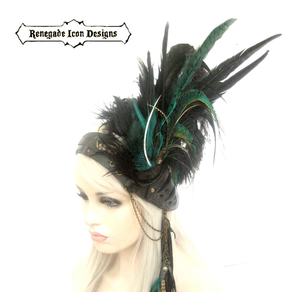 Feather Headpiece, Tribal Plumes,Festival head wear, Feather Headband,Feathered Bohemian, Rara Avis Collection by Renegade Icon Designs