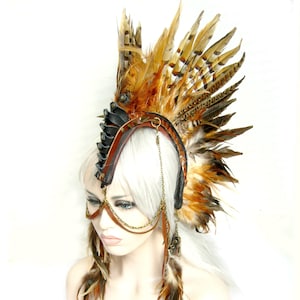 Warrior FeatherHeadpiece,Shaman Headdress,feather mohawk,wing headpiece, MADE TO ORDER by Renegade Icon;Rara Avis Collection