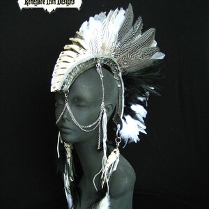 Feather Mohawk,Warrior Feather Headpiece,Shaman Headdress,wing headpiece,festival headpiece,MADE TO ORDER Renegade Icon;Rara Avis Collection