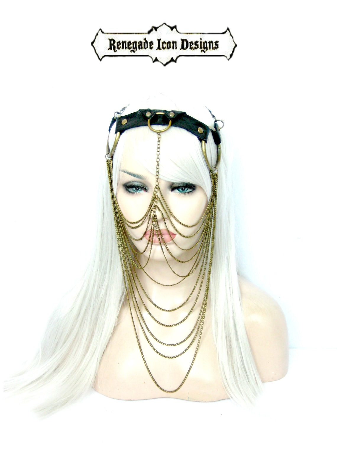 Chain Veil face jewelry Leather chain Veil Headpiece Exotic Etsy
