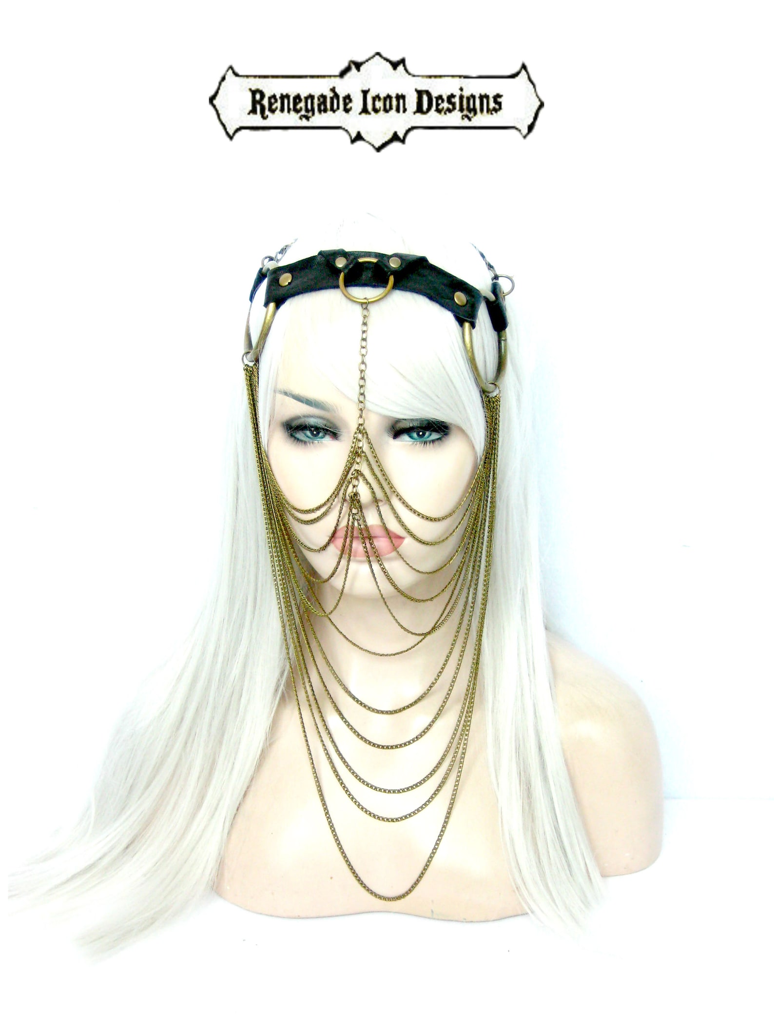 Chain Veil face jewelry Leather chain Veil Headpiece Exotic Etsy