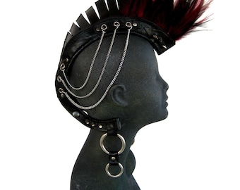 Leather Mohawk, Futuristic Primitive, Fetish Fashion, Avant Garde, Geiger Mohawk, READY SHIP : Renegade Icon Designs