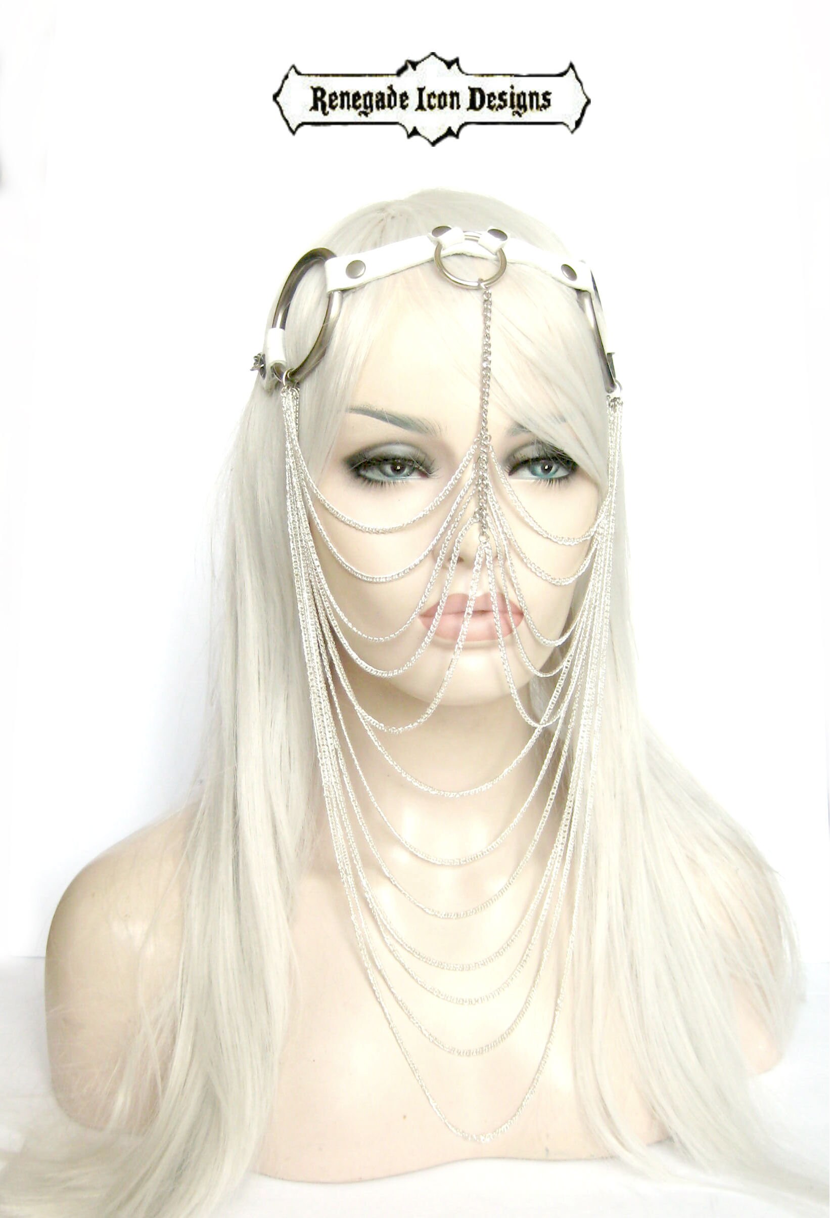 Chain Veil face jewelry Leather chain Veil Headpiece Exotic Etsy