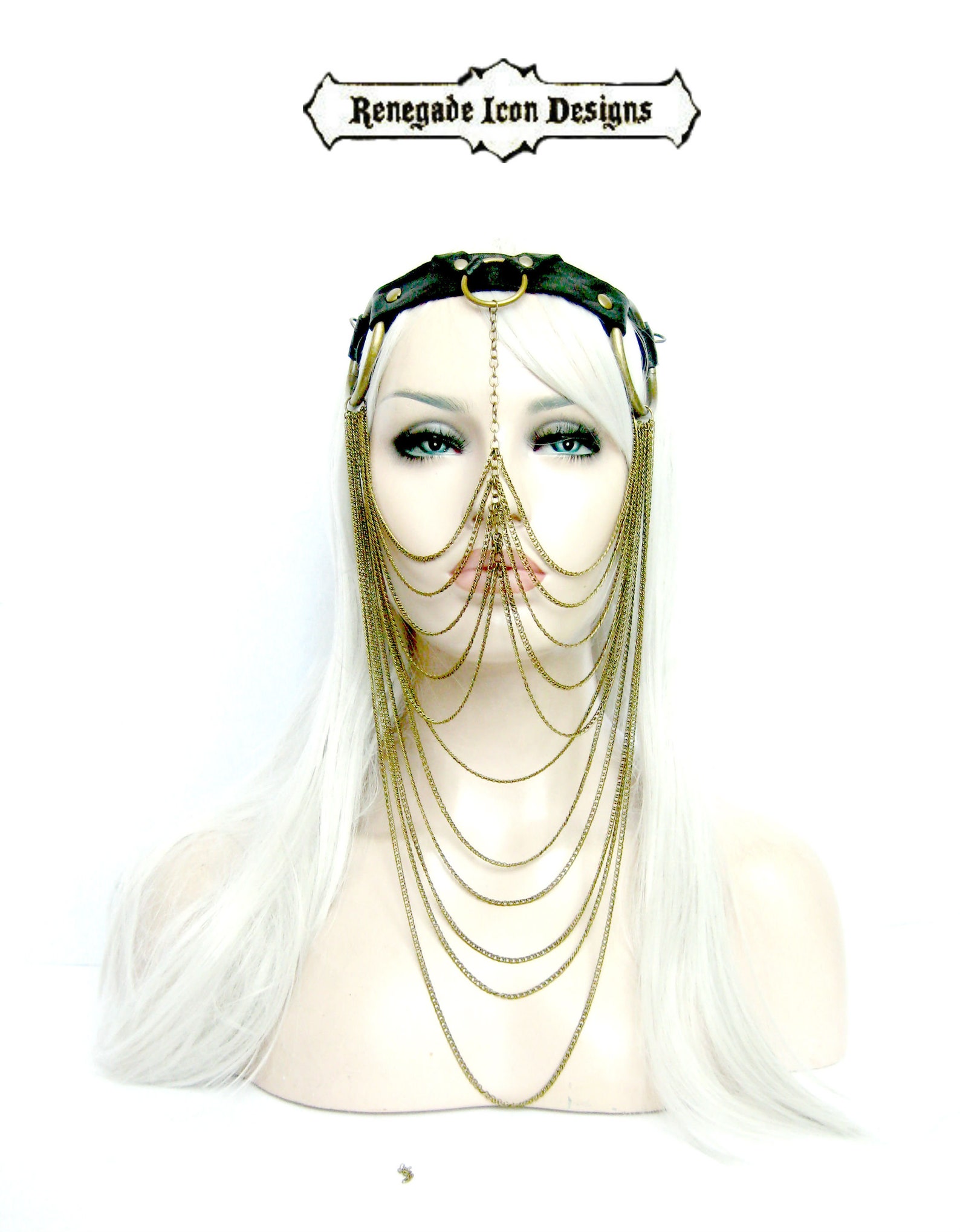 Chain Veil face jewelry Leather chain Veil Headpiece Exotic Etsy