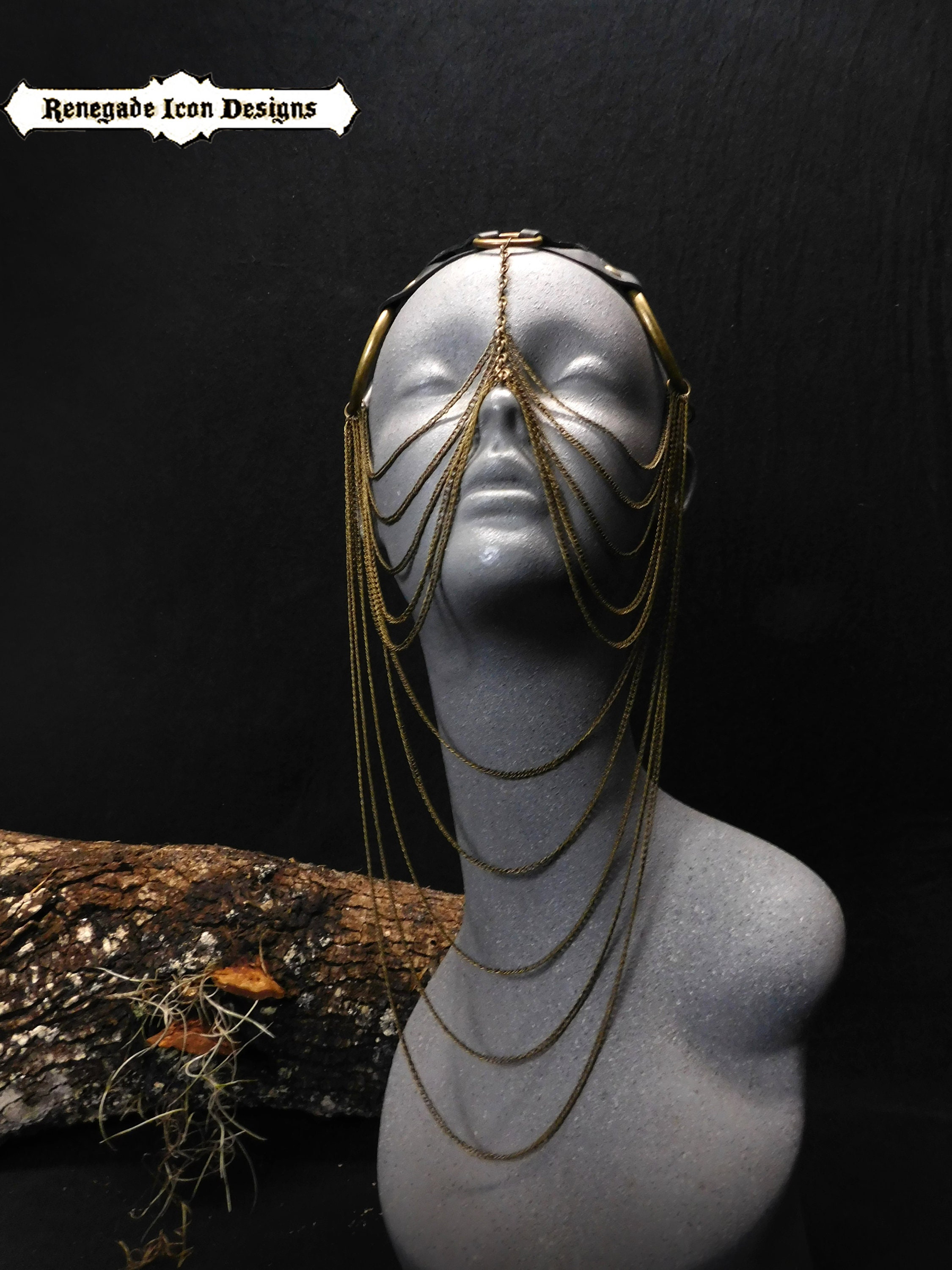 Chain Veil face jewelry Leather chain Veil Headpiece Exotic Etsy