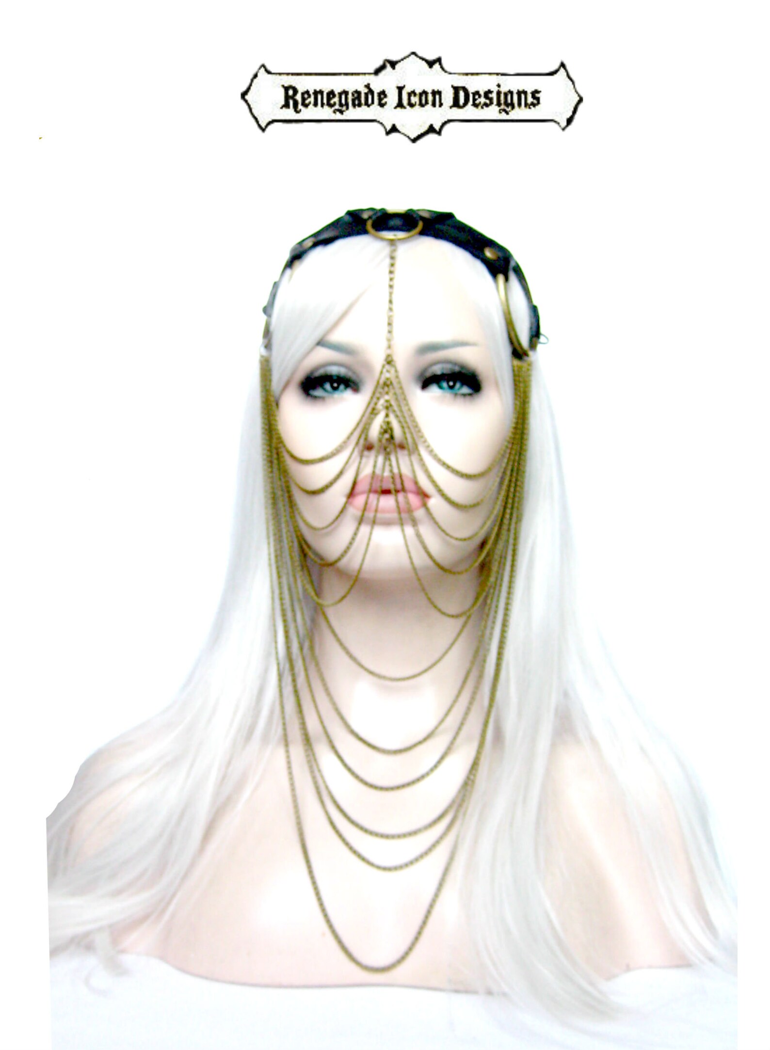 Chain Veil face jewelryTribal warrior goddess Leather Etsy