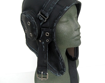 Aviator, hat, flight cap, tank girl, leather, distressed, steampunk,costume,READYSHIP DISTRESSED: Renegade Icon Designs