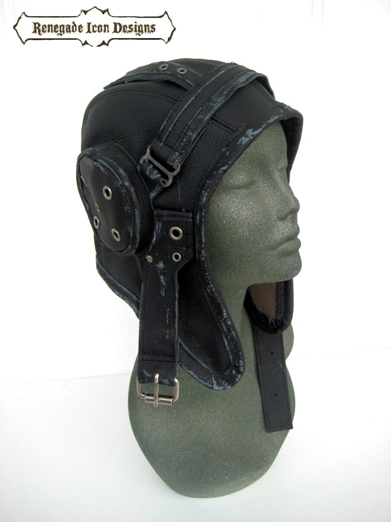 Aviator Hat Flight Cap Tank Girl Leather Distressed Image 0