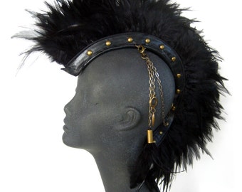 Feather Mohawk,Unisex mohawk headpiece,warrior,Tribal,Punk,Warrior,Custom headwear,READYSHIP :Rara Avis Collection by RenegadeIcon