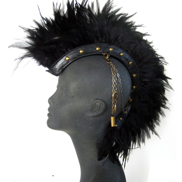Feather Mohawk, Unisex mohawk headpiece, warrior, Tribal, Shaman,Punk,Warrior, Custom headwear:Rara Avis Collection by Renegade Icon Designs