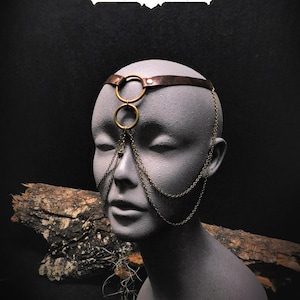 Unisex Face Jewelry, Tribal leather face chain,leather face harness, Exotic face jewelry,  by Renegade Icon designs