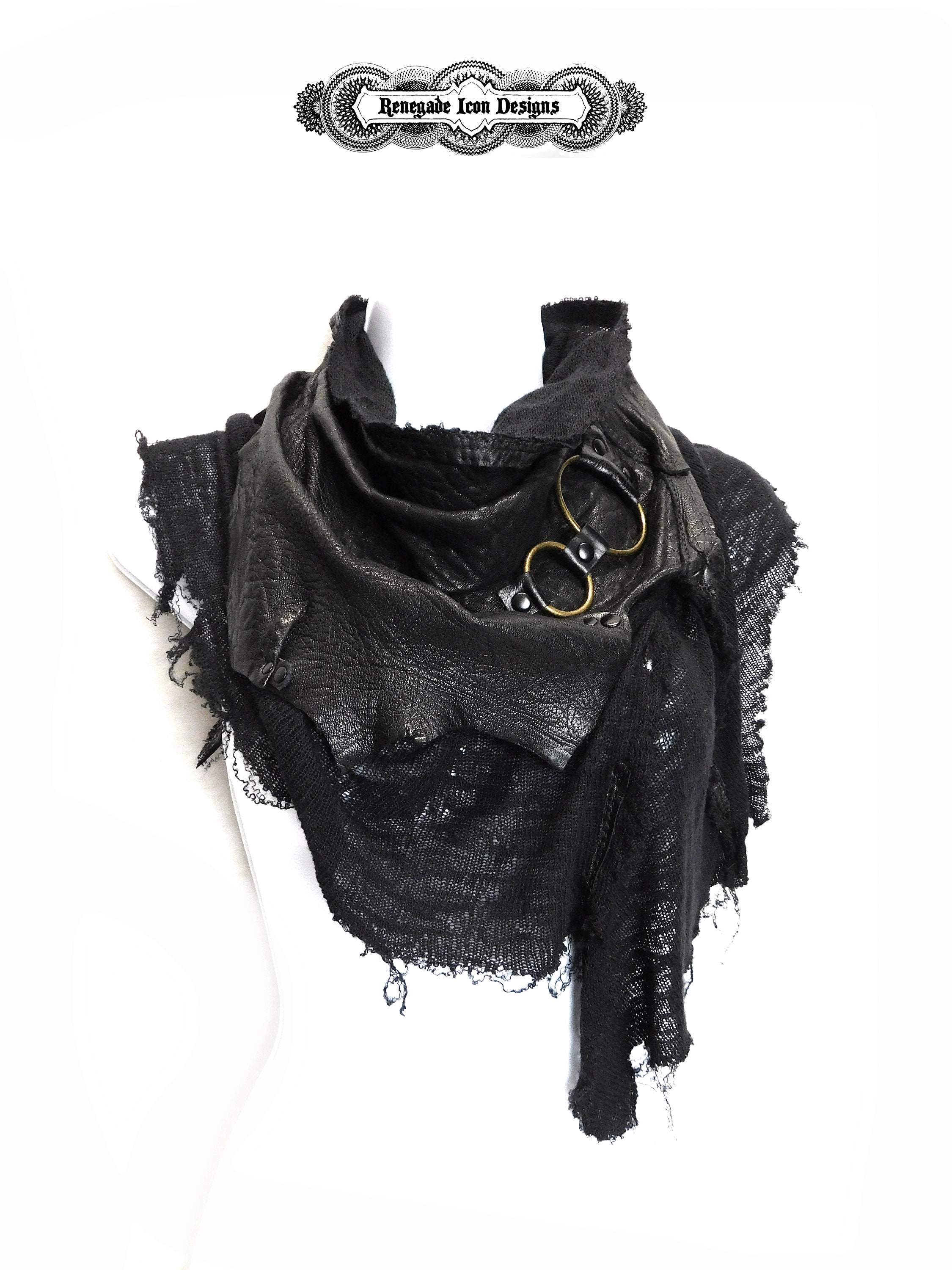 小物 henderscheme leather scarf Distressed Leather Scarf Cowl, Unisex, Rugged Leather